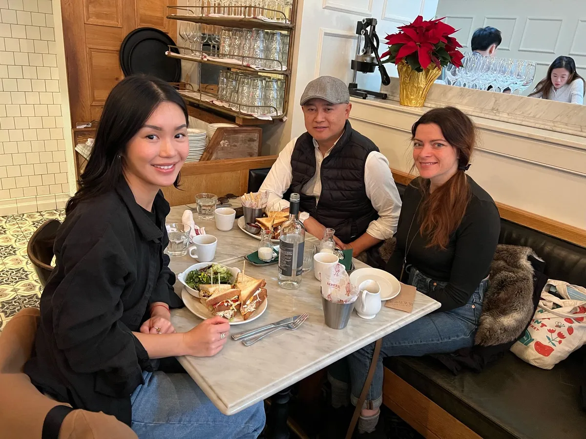 A group of creative professionals connecting over a relaxed lunch