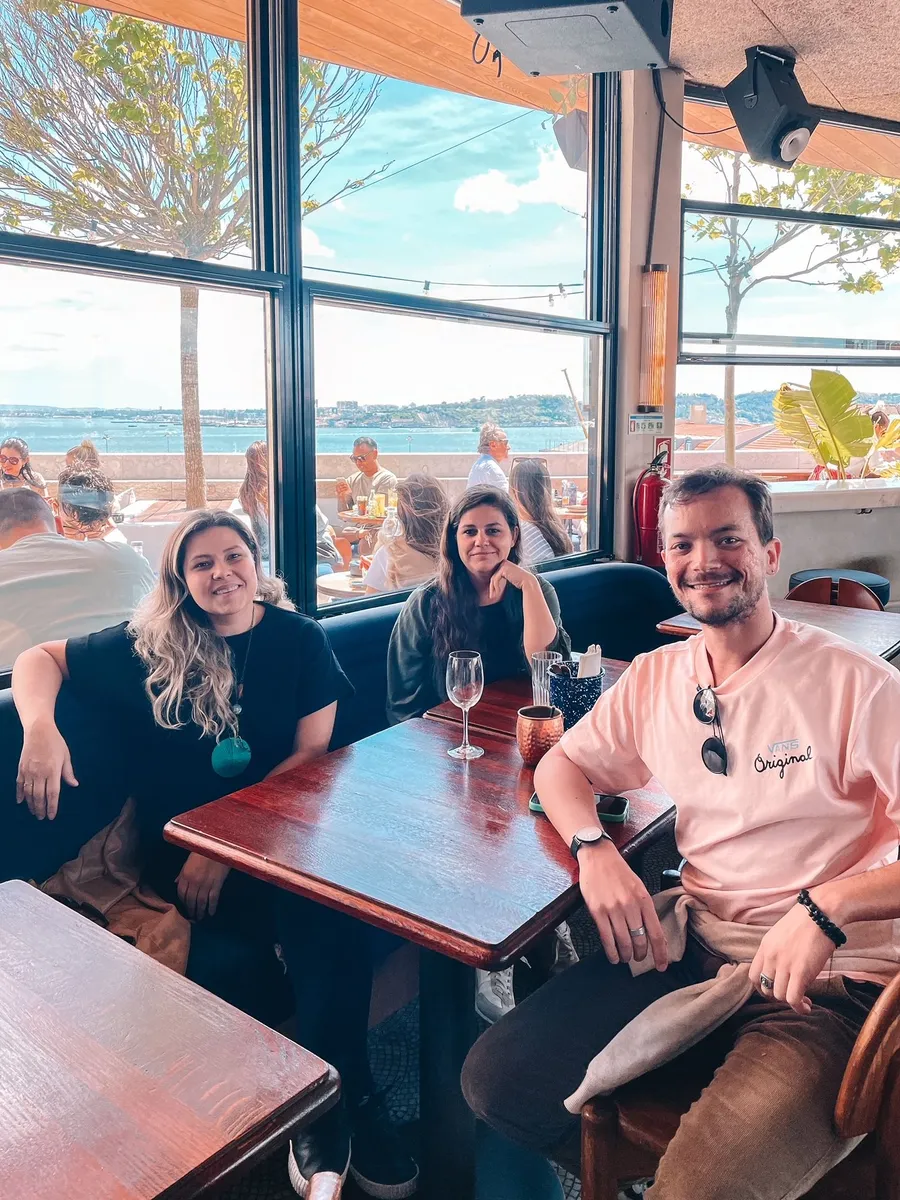 A group of creative professionals connecting over a relaxed lunch