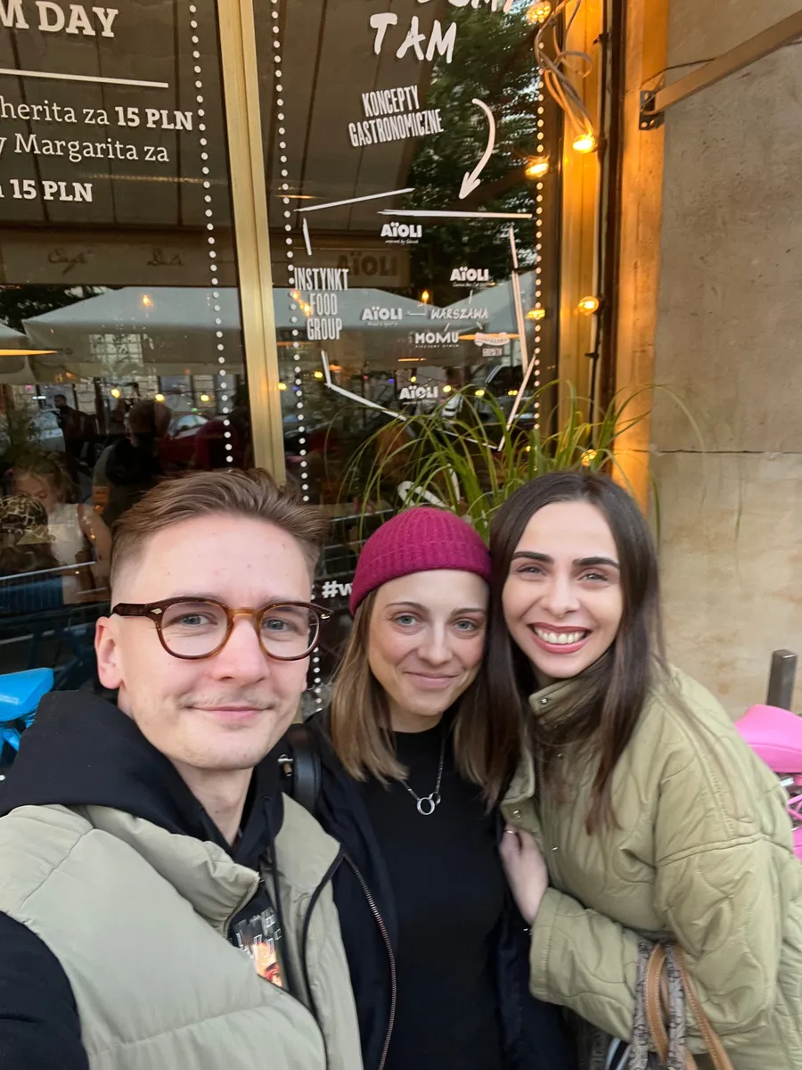 A small group of creatives meeting for lunch in their city