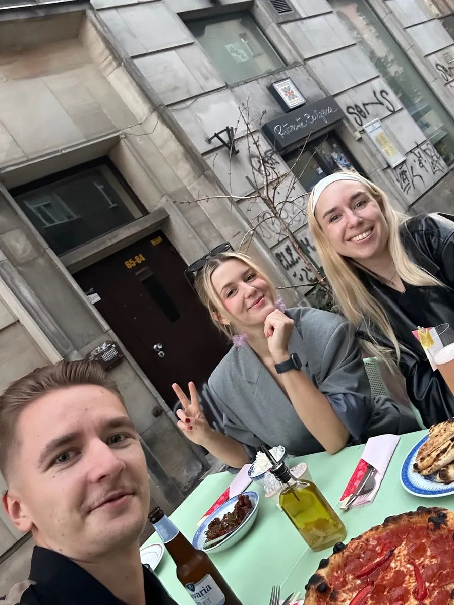 A group of creative professionals connecting over a relaxed lunch