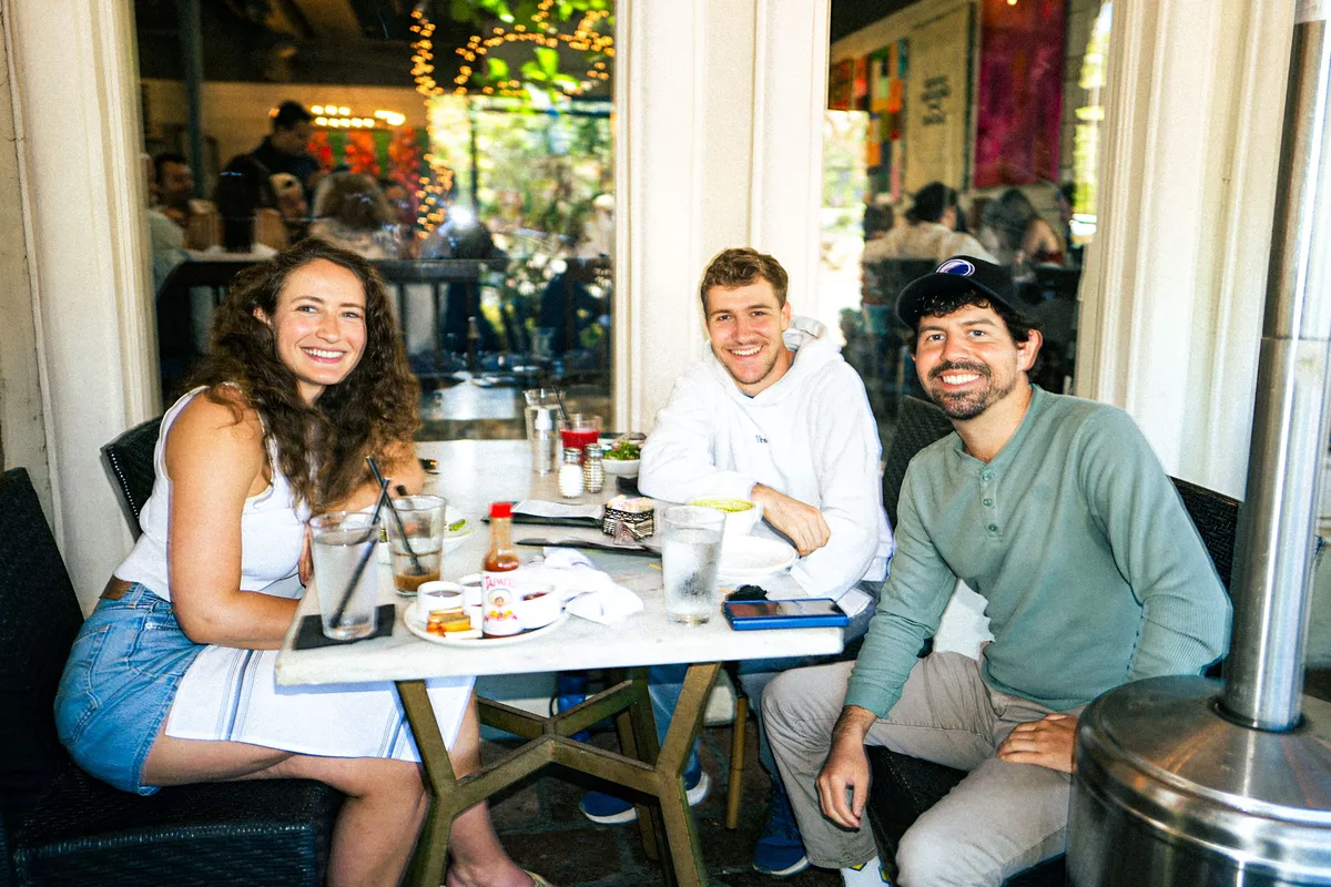 Creatives meeting and talking over lunch