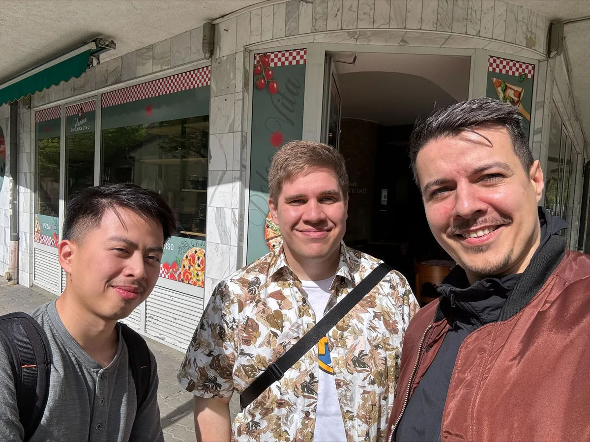 A small group of creatives meeting for lunch in their city