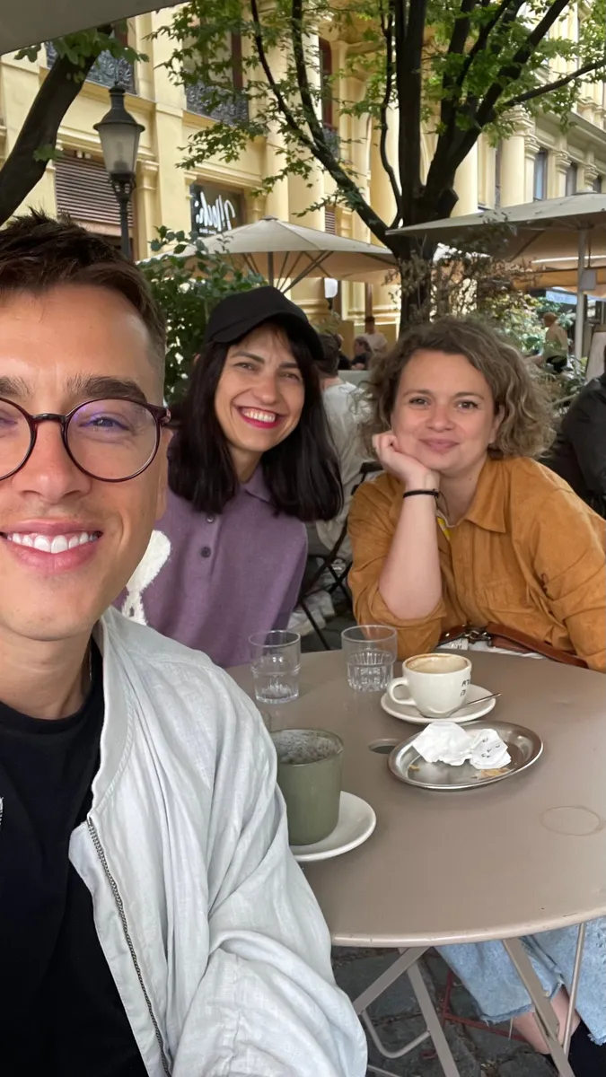 A group of creative professionals connecting over a relaxed lunch