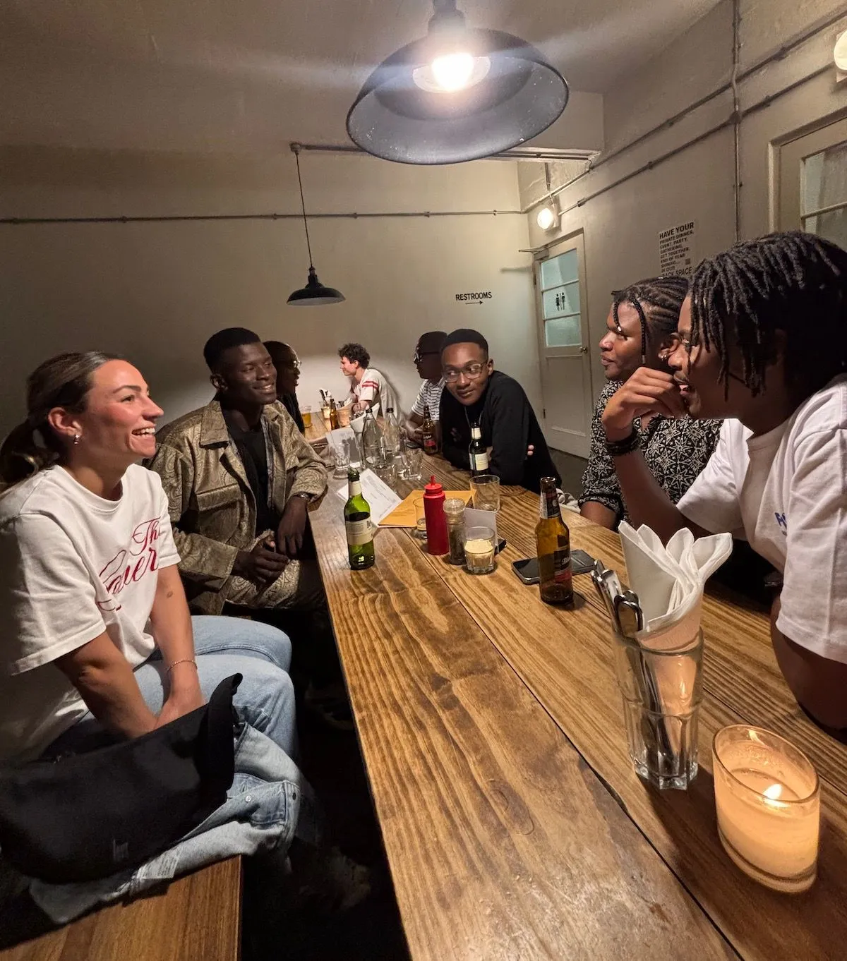Creatives enjoying lunch together at a Creative Lunch Club gathering